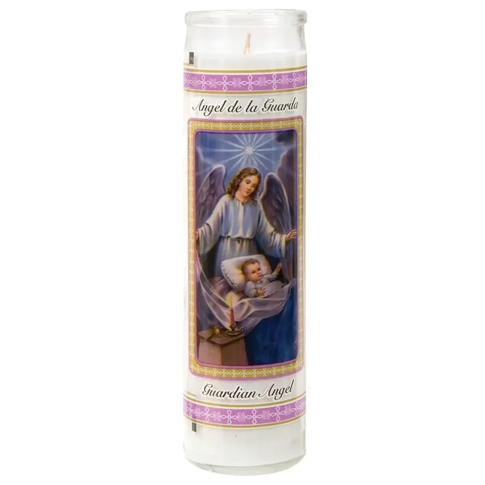 Guardian Angel Glass Prayer Candle 8
